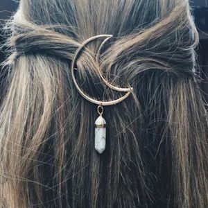 Moon and star hair clip